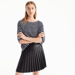 J Crew Faux Leather Pleated Skirt